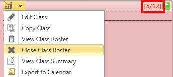 Close Roster Tool On the Calendar page, the number located in the upper right corner of a class identifies the