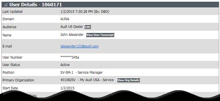Click the Employee Management tab and select Employee Search to open the User Search page. 2.