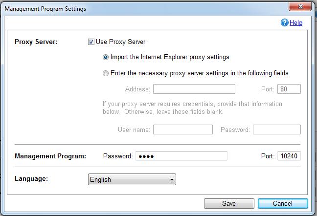 Trend Micro Portable Security 2 User's Guide The Management Program Settings page opens. 3.