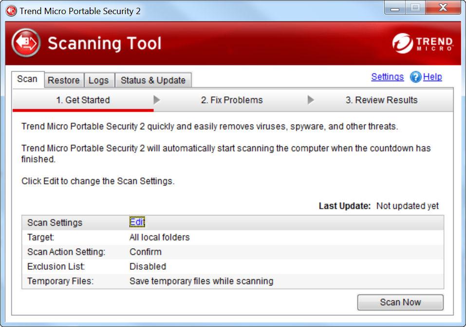 Trend Micro Portable Security 2 User's Guide Scanning Tool (USB Device) The Scanning Tool can check the computer for security threats after you plug it in.