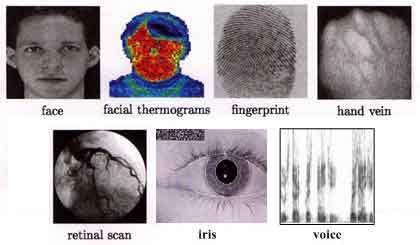 entry Fingerprint scanner Speaker verification Retinal scanning Face/body recognition RF watermarks