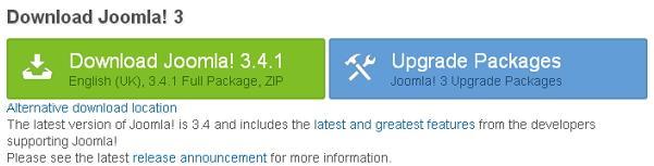 Download the Joomla zip file from the official site or if you want to update the files of your previous version, then click on Upgrade Package option.