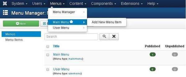 following screen: You can also add new menu item via User Menu.