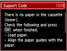 When a Support Code and a message are displayed on the computer screen: When a Support Code and a message are displayed on the LCD: For details on how to resolve errors with Support Codes,