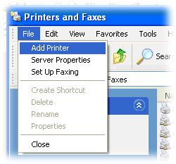 3. Open File->Add Printer.
