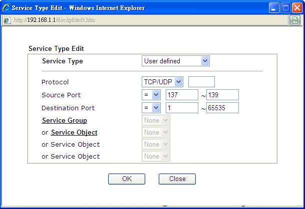 To set the service type manually, please choose User defined as the Service Type and type them in this dialog.