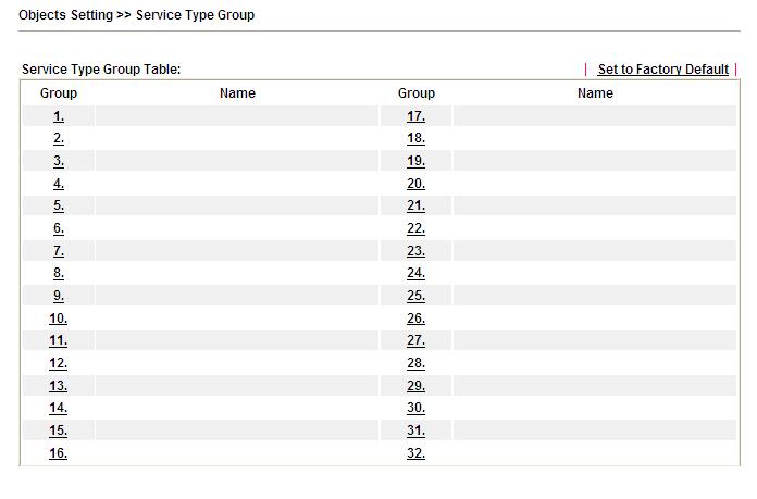 4.6.6 Service Type Group This page allows you to bind several service types into one group.
