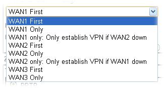 WAN1 First/ WAN2 First/ WAN3 First - While connecting, the router will use WAN1/WAN2/WAN3 as the first channel for VPN connection.