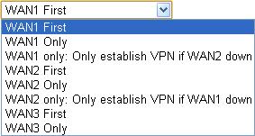 VPN Dial-Out Through Use the drop down menu to choose a proper WAN interface for this profile. This setting is useful for dial-out only.