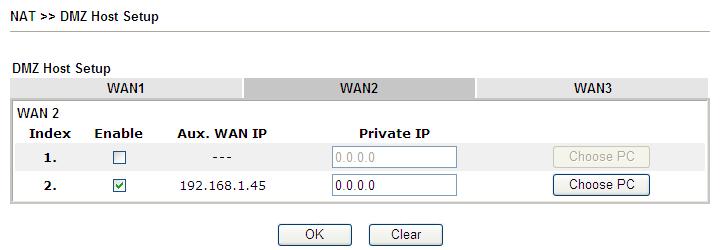 If you previously have set up WAN Alias for PPPoE or Static or Dynamic IP mode in WAN2 interface, you will find them in Aux. WAN IP for your selection.