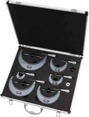 Traditional Micrometers, Boxed Sets Complies with BS870, DIN 863 / 1, ISO361, where applicable. Each set is supplied in a fitted case. Resolutions of 0.01mm or 0.002mm metric, or 0.001" or 0.