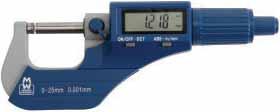 Workshop Digital Micrometer 200 Series Standard: DIN 863 Large LCD display Tapered for easier access to difficult areas Hammertone finished frame with high quality insulated grip Tungsten carbide