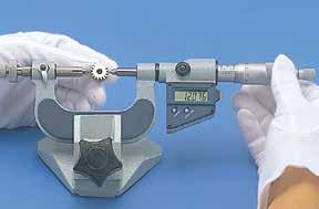 Gear Tooth Micrometers SERIES 324, 124 Interchangeable Ball Anvil-Spindle Tip Type IP65 water/dust protection (Series 324).