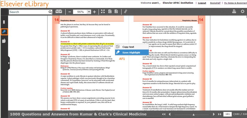 The highlighted text can be seen when revisiting the ebook.