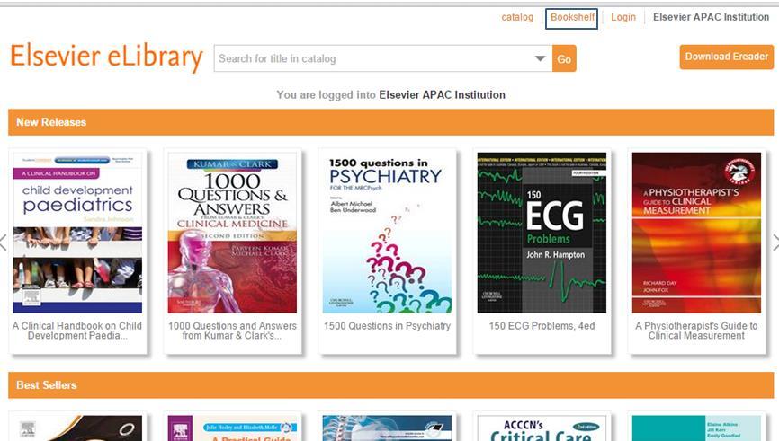 3.2 Bookshelf The Bookshelf icon is seen on the top of the main homepage. figure 3 Display list of all subscribed ebooks only.