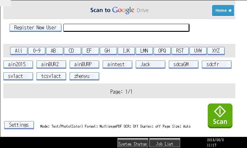 User List Screen Registered user can select their User ID which has associated Google Drive account.