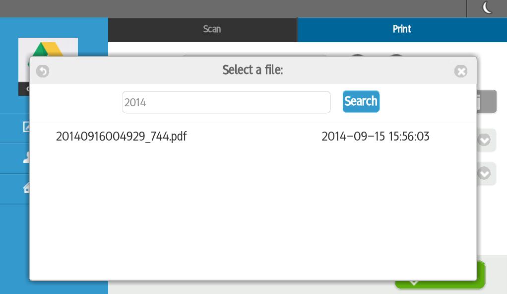 Sample Search Result After selecting the file, touch on Print button to print.