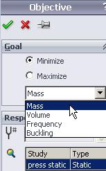 Right click on Objective and choose the Merit Function which is to minimize the mass (weight), based