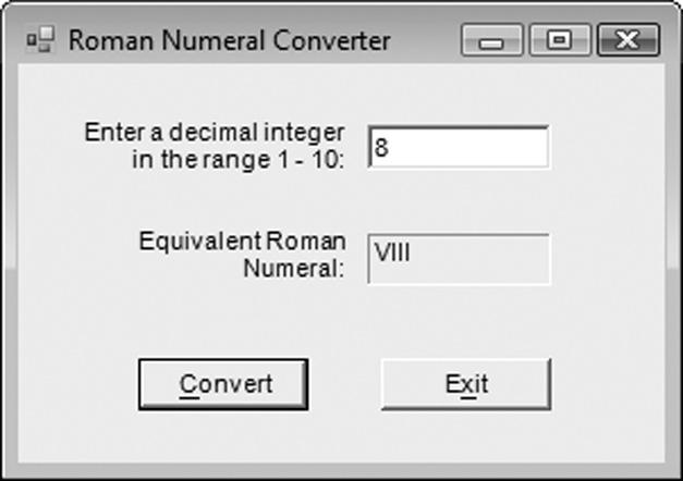 GADDIS_CH04 12/16/08 6:47 PM Page 267 Programming Challenges 267 285 Figure 4-41 Minimum/Maximum form The Roman Numeral Converter Problem 2.