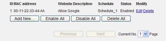 Enter www.google.com in the Allowed Domain Name field. Select Schedule_1 you create just now from the Effective Time drop-down list. In Status field, select Enable. Step 4.
