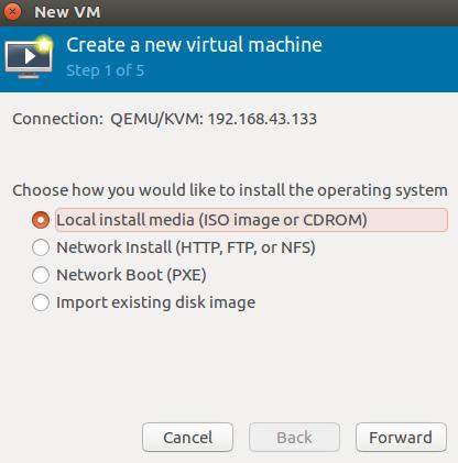 Virtual Machine Manager will walk you through a wizard to create a new virtual machine. 3.