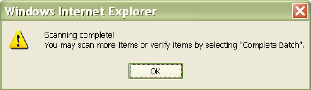 Next, the user should place the deposit items into the hopper of the scanner and press Start Batch Scan button.