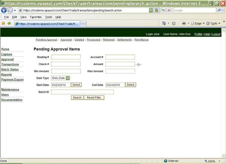 Transactions The Transactions tab on the Deposit Express home page is used for researching scanned items or batches. Currently, up to 24-months of transaction history may be searched/viewed.