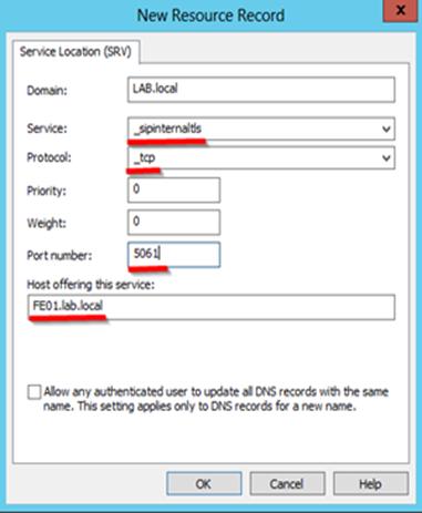 local) : DNS A record should already be pointing to Lync Front End Server (FE01.