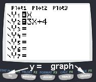 Appendix A, page 1 (Special marking of graphed functions) Multiple functions can be simultaneously graphed by pressing the Y= button. Enter the first function beside Y1= and others beside Y2=, etc.