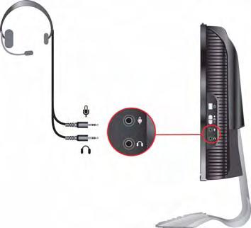 Using a Headset or Desktop Speakers You can connect headphones, a headset, or desktop speakers to the connectors on the side of the Polycom HDX 4000 monitor.