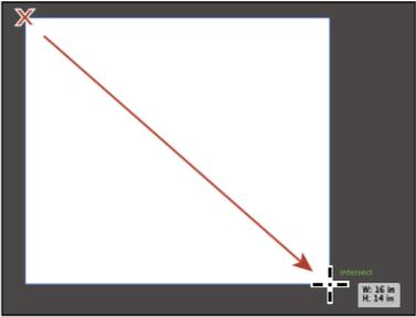 Drawing shapes Select the Rectangle tool ( ) in the Tools panel on the left. Position the pointer in the upper-left corner of the artboard (see the red X in the figure).