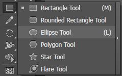Drawing shapes Click and hold down on the Rectangle tool in the Tools panel.