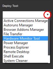 The 'Deploy Tool' drop-down contains handy diagnostic and repair tools which can be deployed to endpoints.