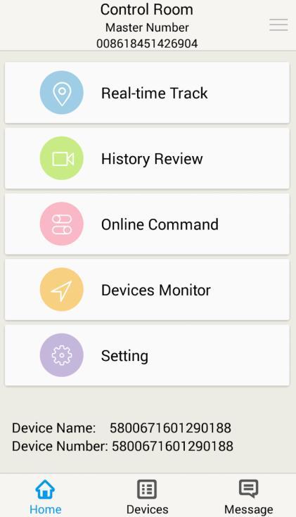 3. Control Room Home Function list of the app Devices Show all number devices under