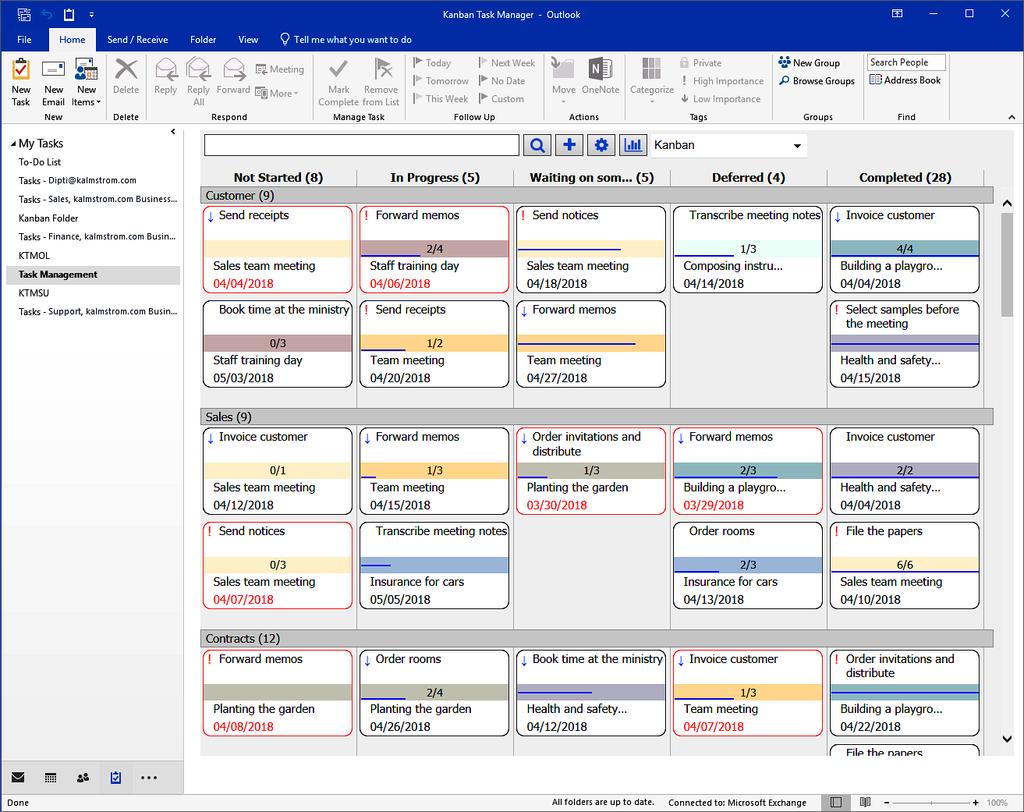 1 INTRODUCTION Kanban Task Manager Single helps you to manage and visualize projects and tasks inside Outlook. All the ongoing projects and tasks can be seen in a folder under Outlook Tasks.