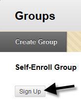 Accessing your designated group Sometimes, groups are set up so that students can choose which group they want to join. To join, look for a signup button under the heading Self- Enroll Group.