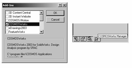 Procedure In SolidWorks, open the model file called HOLLOW PLATE. Verify that COSMOSWorks is selected in the add-in list.