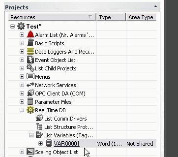 Select the Add a new Variable command from the Command Pane found at the bottom of the project window.