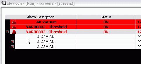 In order to generate and delete alarms using the three selectors switches, you can get the alarm's history from Alarm Window as well.