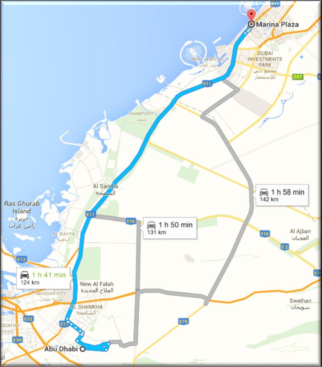 From Abu Dhabi - BY CAR Via E11 Sheikh Maktoum Bin Rashid Rd 4)