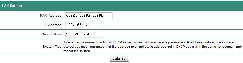 8.1.2 LAN Setting LAN Port can be used for IP-PBX to connect to a Notebook PC for configurations.