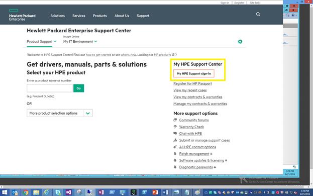 Procedure 1. Go to HPE Support Center at http://www.