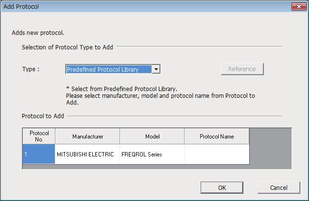 Adding protocols Add or create a protocol from the predefined protocol library or user protocol library. Add a protocol on the screen displayed by the following operation.