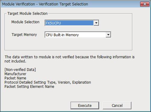 Verification protocol setting data Verify the protocol setting data that is currently set with the protocol setting data that is written to the memory on the screen displayed by the following