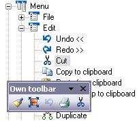 Delete toolbar Only toolbars created by the user can be deleted. Default toolbars cannot be deleted. Select the toolbar to be deleted in the dialog.