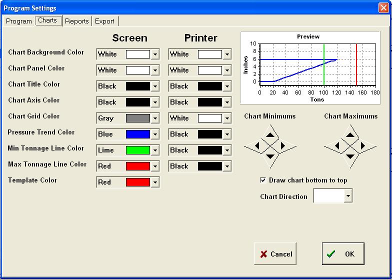 Universal Chart Manager Contents 12 8 Configure Chart Display Properties Select the chart colors. The colors under the Screen column are what appear on the computer monitor.