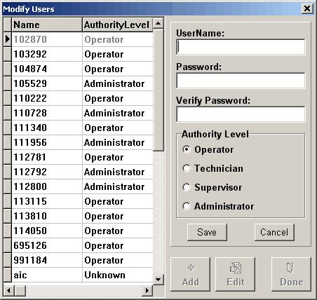 Universal Chart Manager Contents 15 Enter a Username. Enter a password for this user.