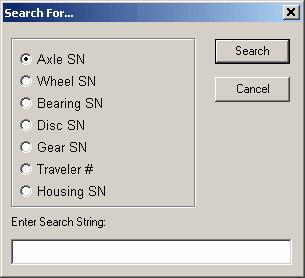 Universal Chart Manager Contents 18 12 Search for a specific wheel serial number Select Search For from the Tools