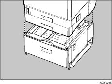 Installing Options D Adjust the four corners of the printer to those of the 2000-sheet