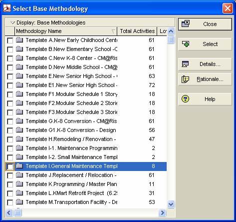 Select which Base Methodology (or Plug-In